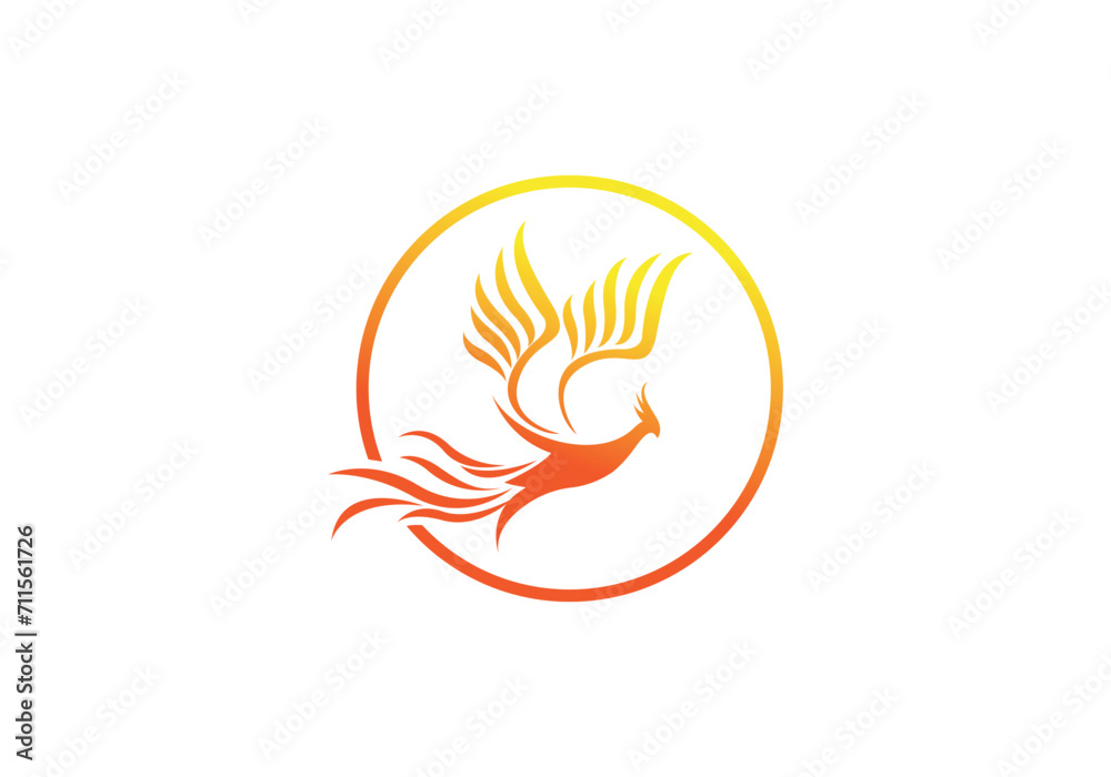 Obraz premium phoenix bird vector icon logo illustration white background