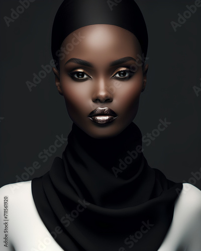 beautiful african beauty woman with extra longneck studio photo