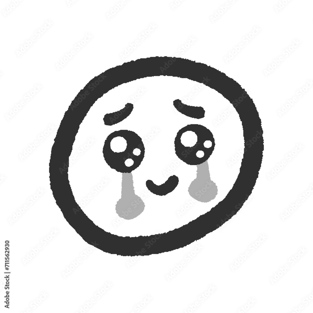 Obraz premium うるうるの目で涙を流すかわいい手書きの絵文字 - 感動･尊い･泣き笑いのイメージ素材 