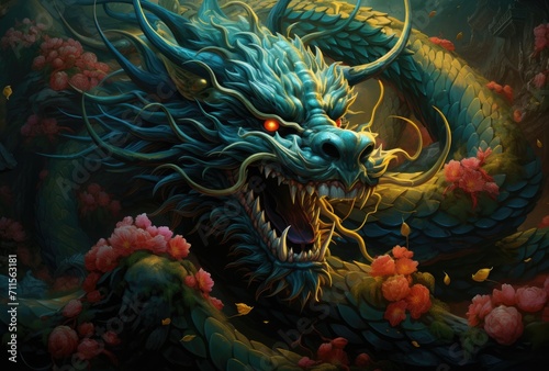 Chinese new year banner Golden dragon © Murda