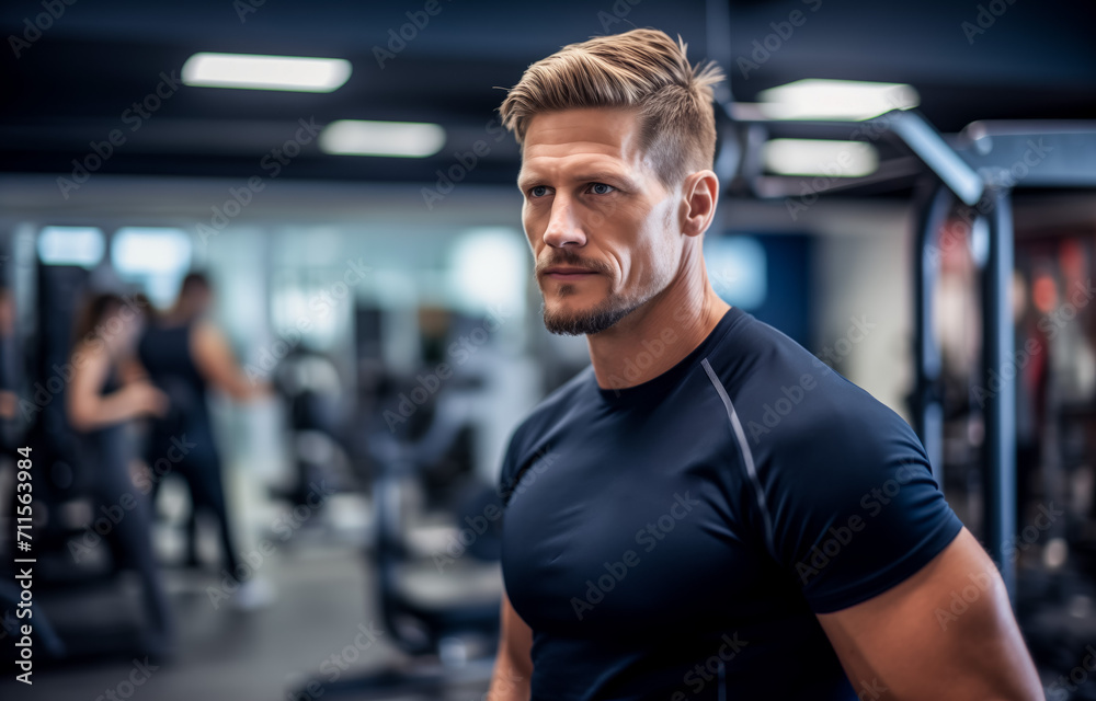 Fit young man focused and ready for a workout in the gym Fit young man focused and ready for a workout in the gym