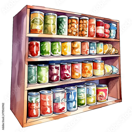 Einmachgläser Aquarell Vorratsschrank Konserven Illustration Eingemachtes Gemüse Obst Küchendekor Wandkunst Handgemalt Pantry Organisation Küchenkunst Lebensmittelvorrat