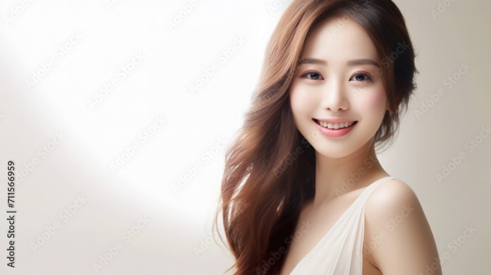 Beautiful Asian Woman Closeup Portrait Studio Photo Photography Profile Picture Young Model with Long Hair Concept of Bridal Bride Wedding Dress on White Light Color Background 16:9 Beautiful Asian Woman Closeup Portrait Studio Photo Photography Profile Picture Young Model with Long Hair Concept of Bridal Bride Wedding Dress on White Light Color Background 16:9