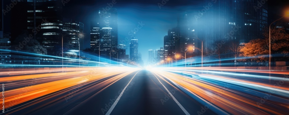 Blurred traffic curve background banner at night line Blurred traffic curve background banner at night line