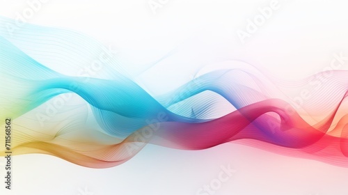 colored wave lines on a white background for a brochure, flyer, science, technology. copy space © IULIIA