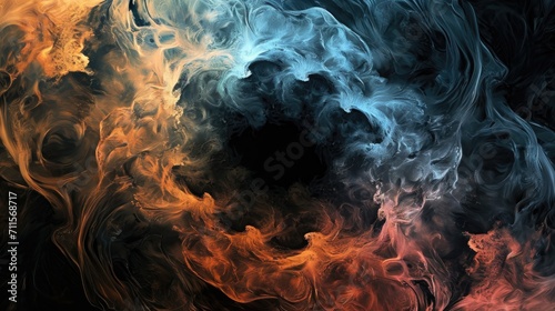 Colorful abstract smoke on black background. Fantasy fractal texture