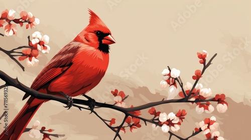 Red cardinal bird  illustration photo