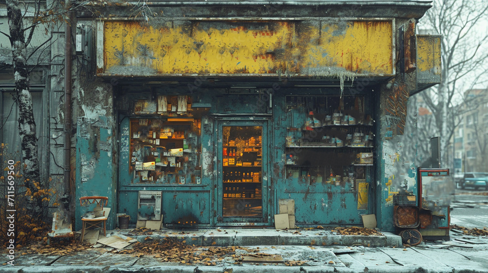 Old abandoned closed store in a city. Old abandoned closed store in a city.