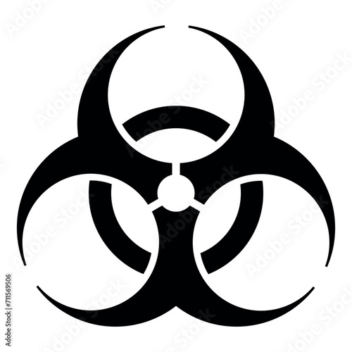 Biological hazard warning sign, black and white biohazard symbol, vector isolated on white photo