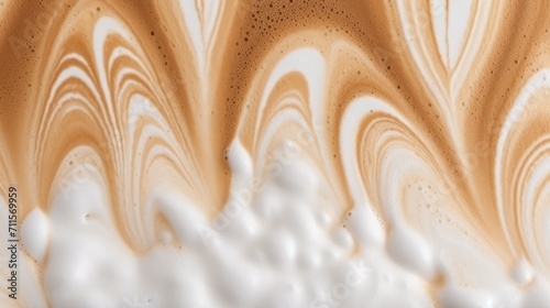 Top view close up Cappuccino and milk foam