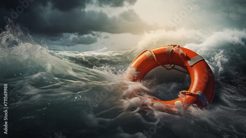 life buoy on the sea
