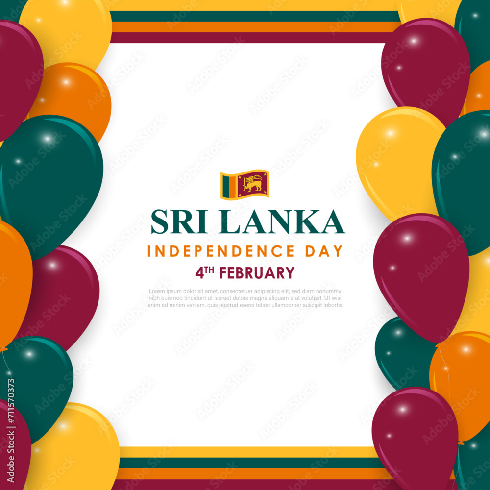 Vector illustration of Sri Lanka Independence Day social media feed template