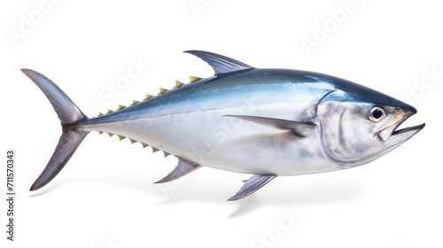 Bluefin tuna on a white background, fresh tuna caught by fishermen. Tuna fish contains very high amounts of folate, iron and vitamin B12 so it can prevent anemia.