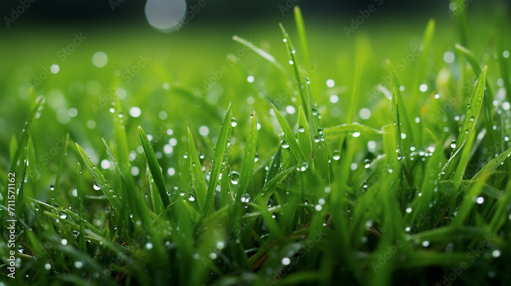 green grass with dew drops