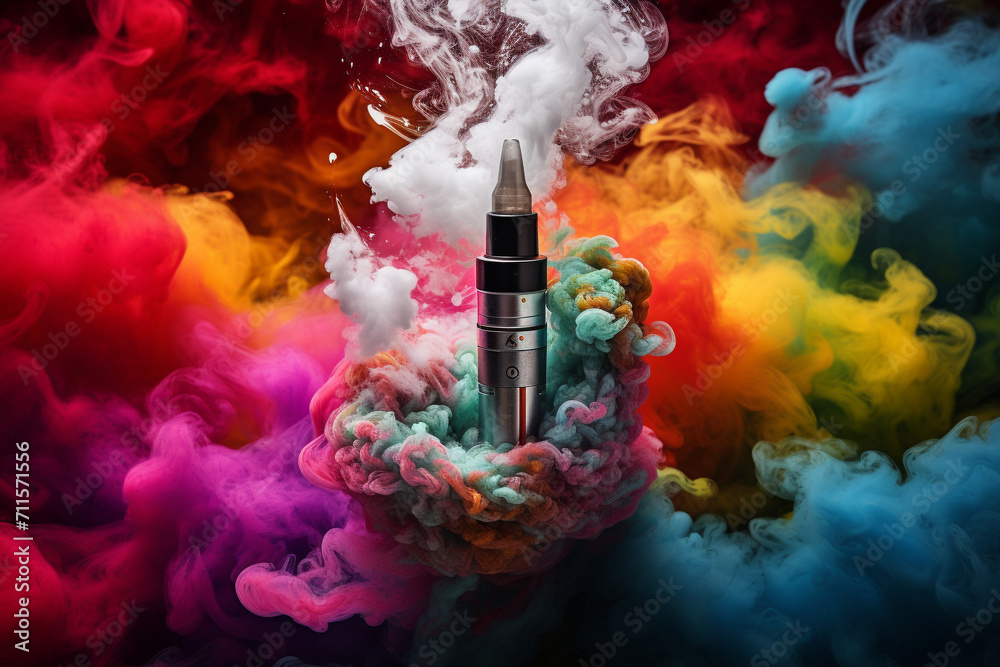 vape with colourful clouds 