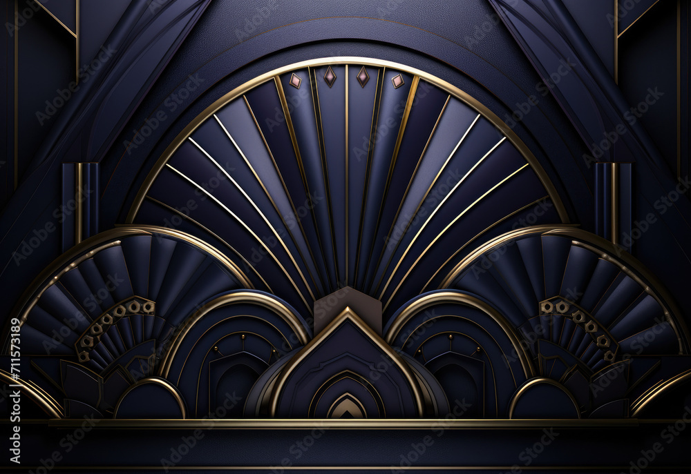 blue background with golden ornament