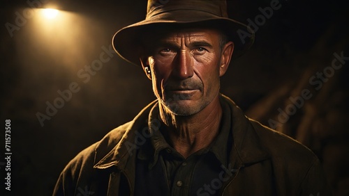 portrait of a man with a hat, cowboy, brave lad photo
