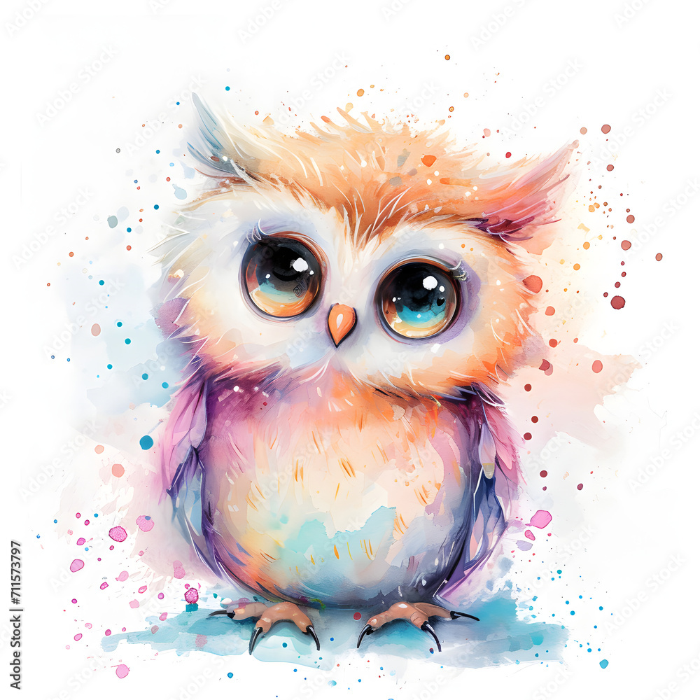 Obraz premium Fansy cute illustration of animal decoration, for baby, artwork, white background, painting, watercolour, unicorn, dolphin, sheep, cat, dog 