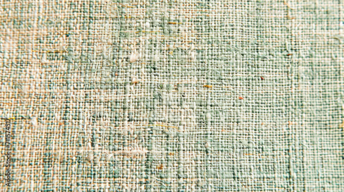 Detailed woven fabric, twee-style pattern in soft pastel hues for spring spring backgrounds. Pink, green, pale brown, light yellow warp and weft threads intertwine to create unique textile. photo