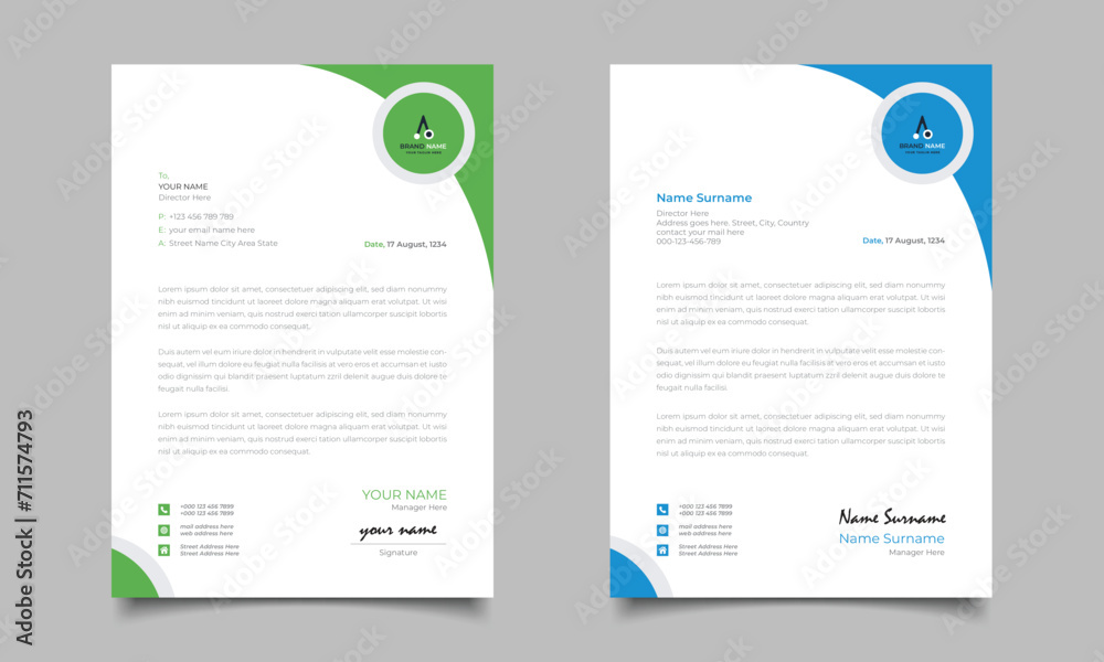 Obraz premium Professional And Modern Letterhead Design Business Letterhead Template Design