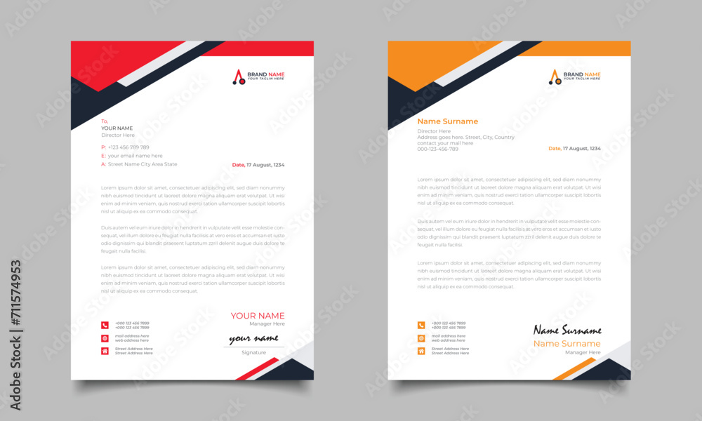 Obraz premium Professional And Modern Letterhead Design Business Letterhead Template Design