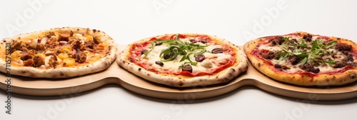 Delicious italian pizza slices with melting mozzarella cheese, isolated on clean white background