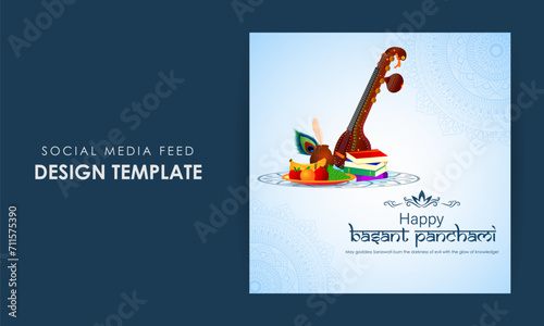 Vector illustration of Happy Vasant Panchami social media feed template