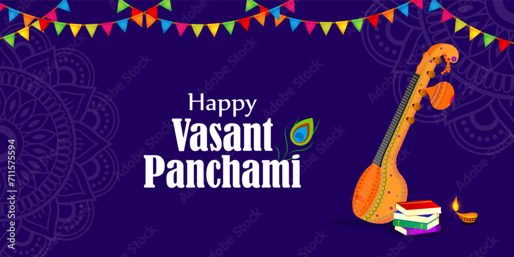 Vector illustration of Happy Vasant Panchami social media feed template