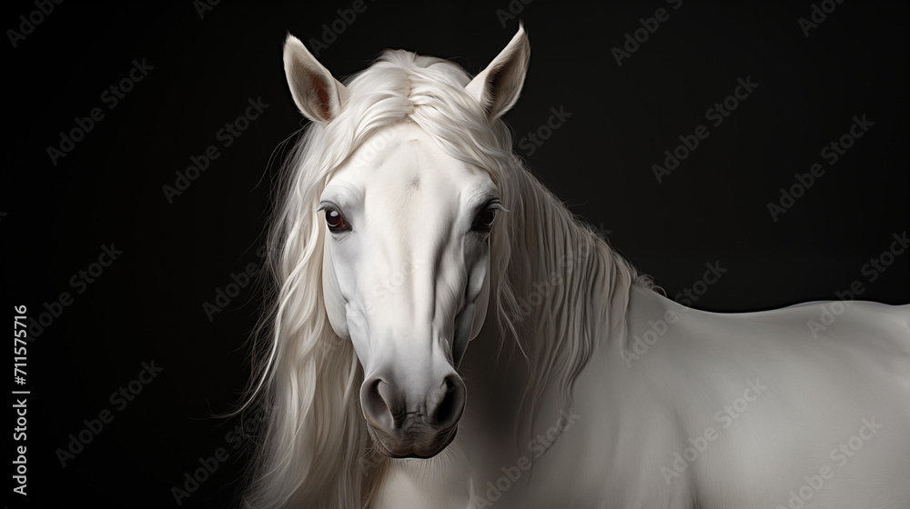 White horse. Portrait.