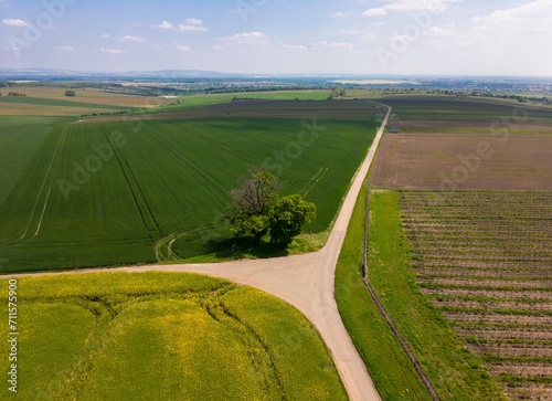 Bike trails in Southern Moravia near Novy Poddvorov town in summer