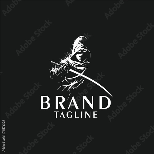 Ninja warrior logo vector
black and white ninja character logo design photo