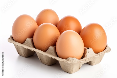Organic eggs in box on white background   high quality image for food and lifestyle concepts © Ilja