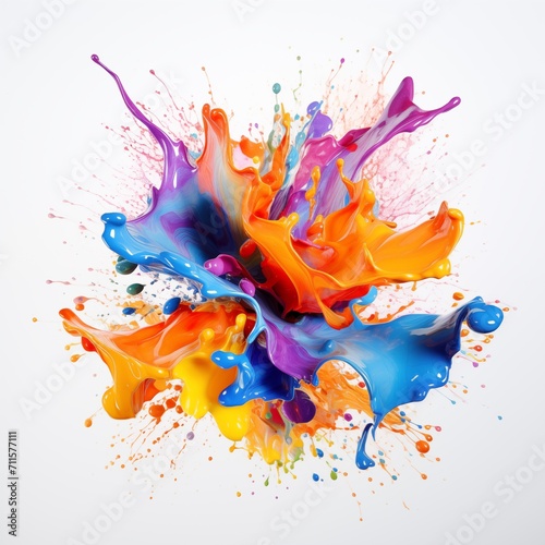Colorful smooth paint splash on white neutral background from above © Wendy2001