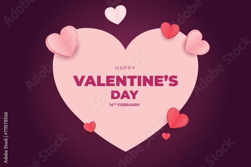 Valentine's Day background, happy white valentine's day banner