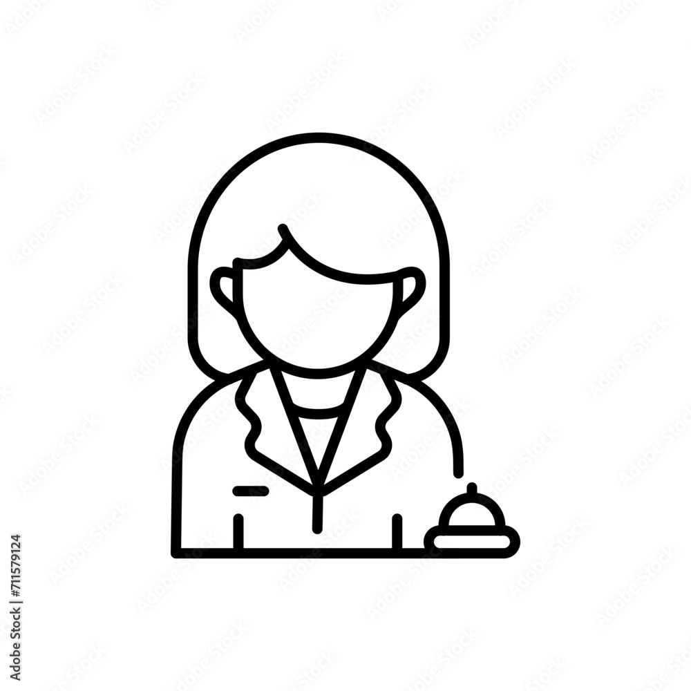 Receptionist outline icons, jobs and profession minimalist vector illustration ,simple transparent graphic element .Isolated on white background