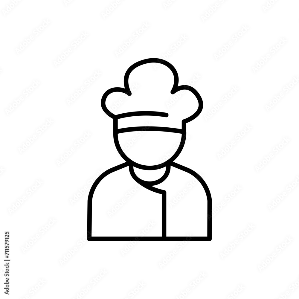 Chef outline icons, jobs and profession minimalist vector illustration ,simple transparent graphic element .Isolated on white background