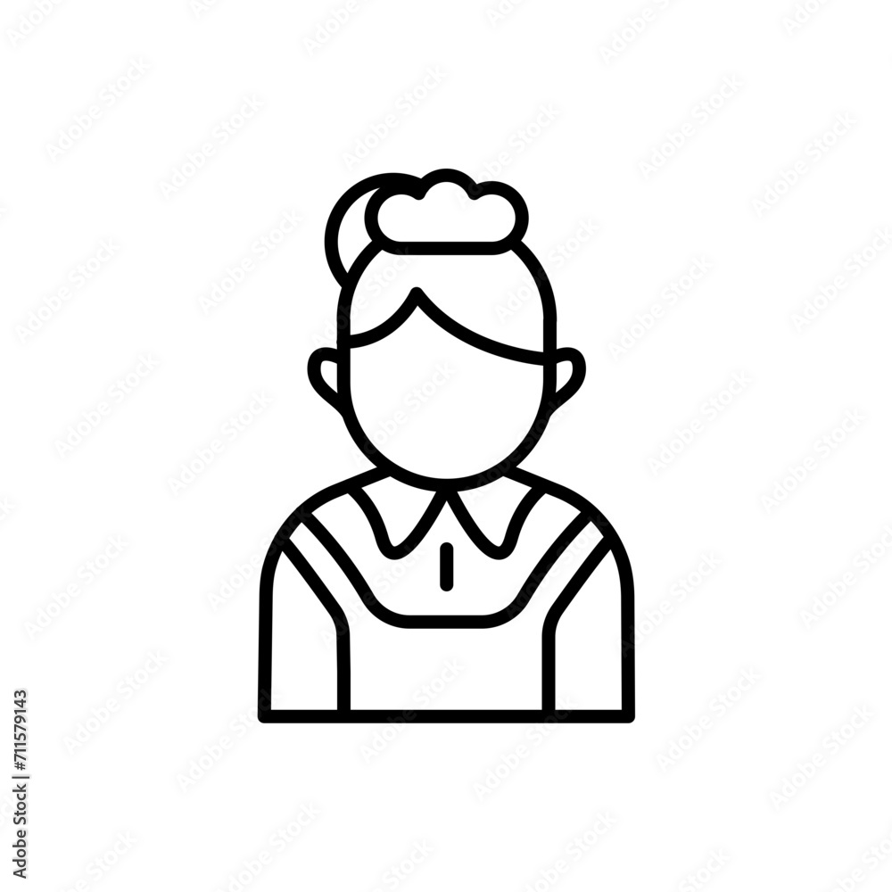 Maid outline icons, jobs and profession minimalist vector illustration ,simple transparent graphic element .Isolated on white background