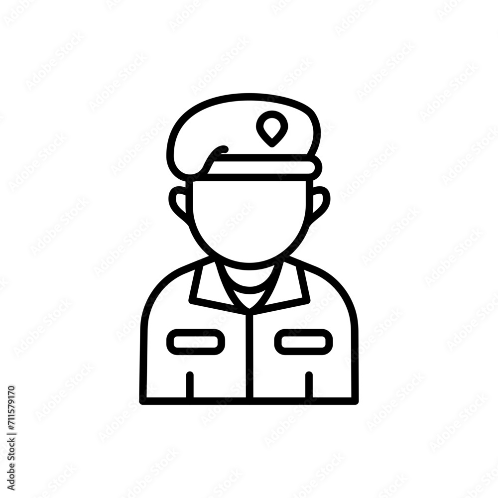 Soldier outline icons, jobs and profession minimalist vector illustration ,simple transparent graphic element .Isolated on white background