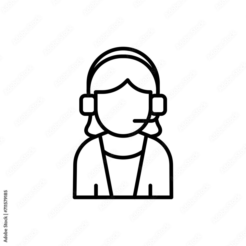 Contact support outline icons, jobs and profession minimalist vector illustration ,simple transparent graphic element .Isolated on white background