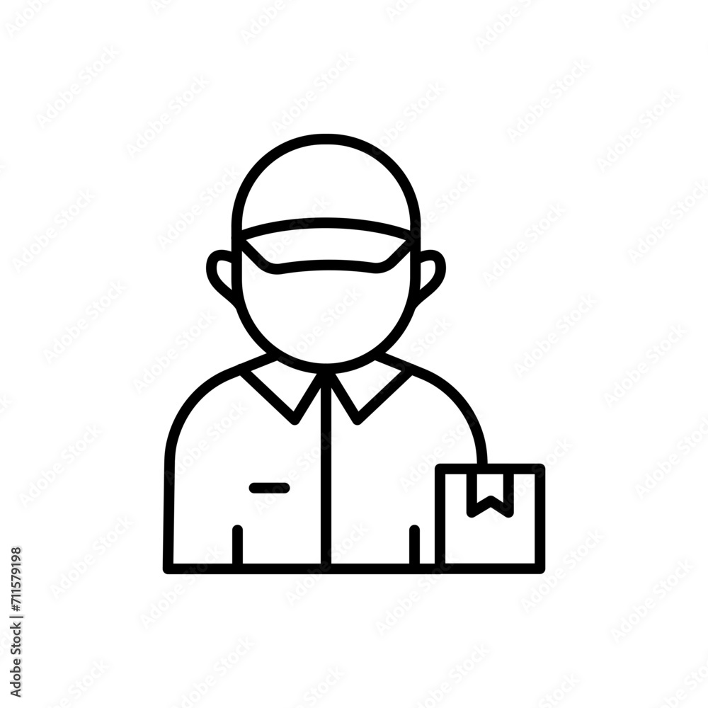 Delivery courier outline icons, jobs and profession minimalist vector illustration ,simple transparent graphic element .Isolated on white background