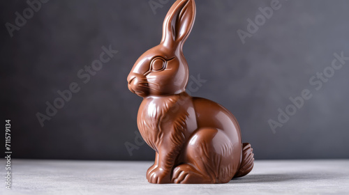Rabbit made of chocolate on a plain background