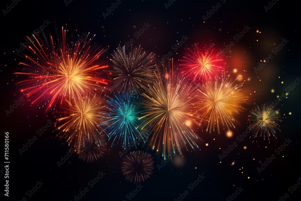 Fototapeta premium Fireworks on background template