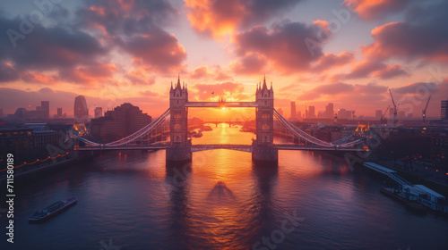 Sunset View of Tower Bridge in London