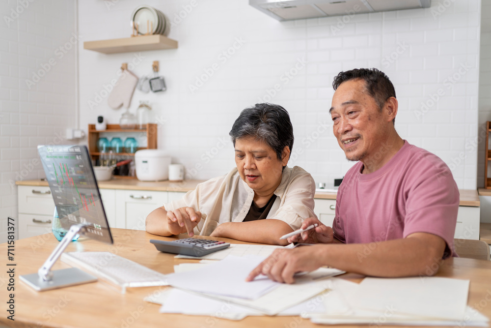 Senior couple learning about new technology, Active modern life after retirement Senior couple learning about new technology, Active modern life after retirement