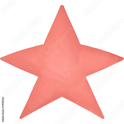 Pink color star cartoon icon. hand drawn watercolor style icon