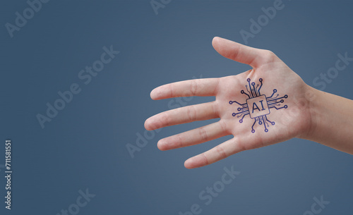 AI chip on human hand photo