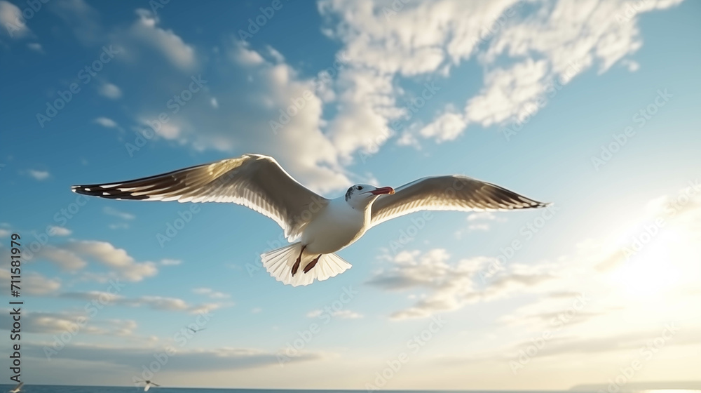 Obraz premium Seagulls are flying in the sky.