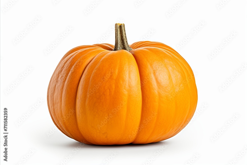 Lone autumnal pumpkin isolated on a pure white background for festive and seasonal designs Lone autumnal pumpkin isolated on a pure white background for festive and seasonal designs