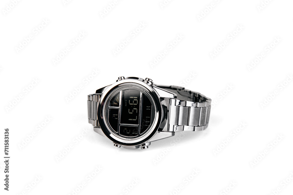 Silver men's wrist watches isolated on white background. Silver men's wrist watches isolated on white background.