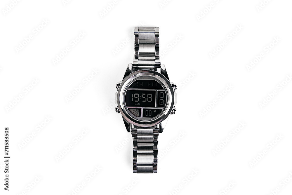 Silver men's wrist watches isolated on white background. Silver men's wrist watches isolated on white background.
